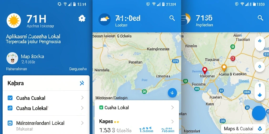 Antarmuka aplikasi Cuaca Lokal 71H yang informatif dan interaktif.