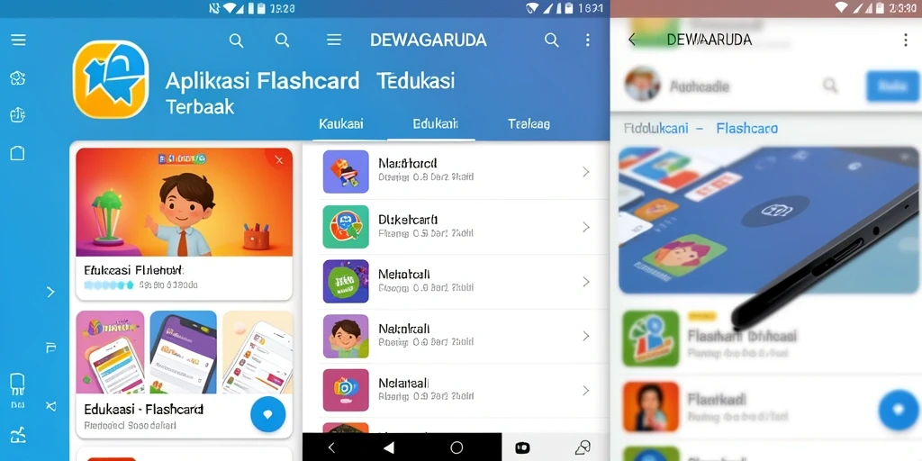 Antarmuka pengguna DEWAGARUDA yang menarik untuk aplikasi Flashcard.