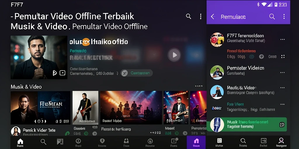 Tampilan antarmuka F7F7 yang menarik untuk pemutar video offline.