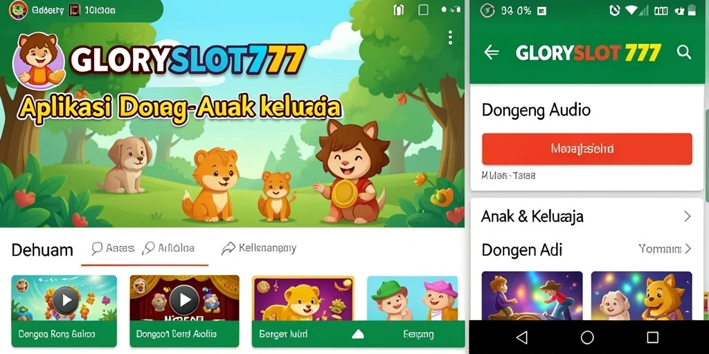 Antarmuka aplikasi GLORYSLOT777 yang menarik dan ramah anak.