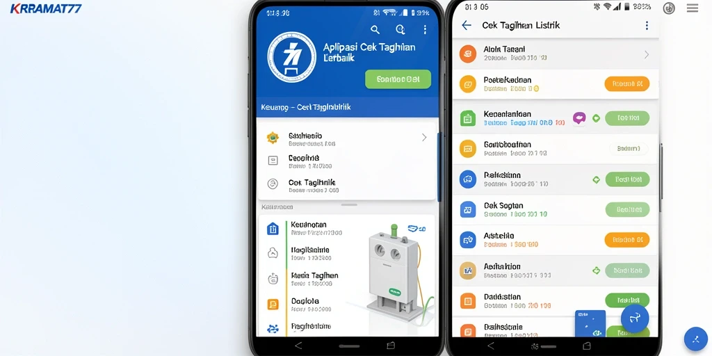 Screenshot antarmuka KRAMAT77 menampilkan fitur Cek Tagihan Listrik.