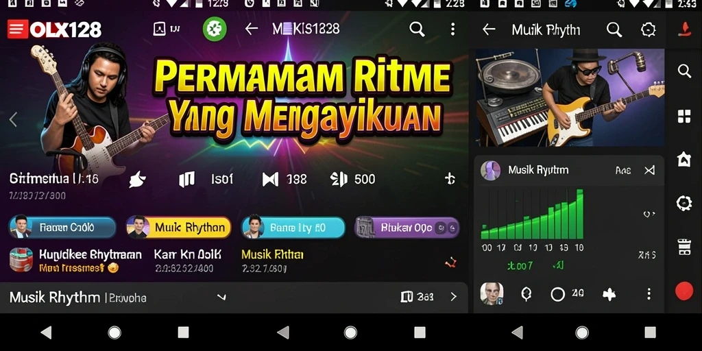 Tampilan antarmuka menarik dari permainan Musik Rhythm OLX128.