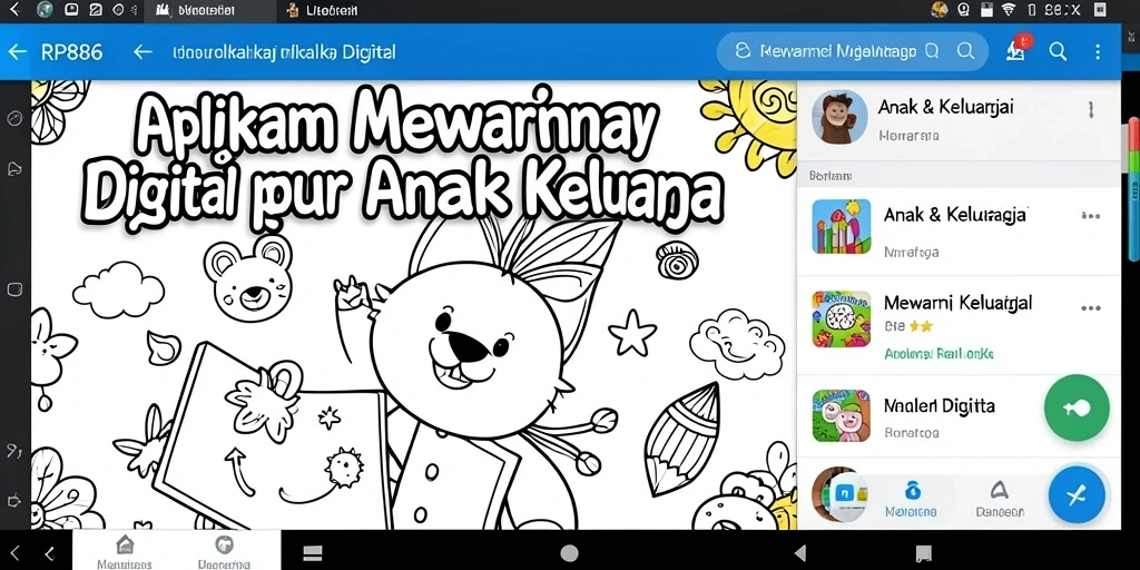 Screenshot menunjukkan antarmuka mewarnai yang cerah dan interaktif dari RP886.