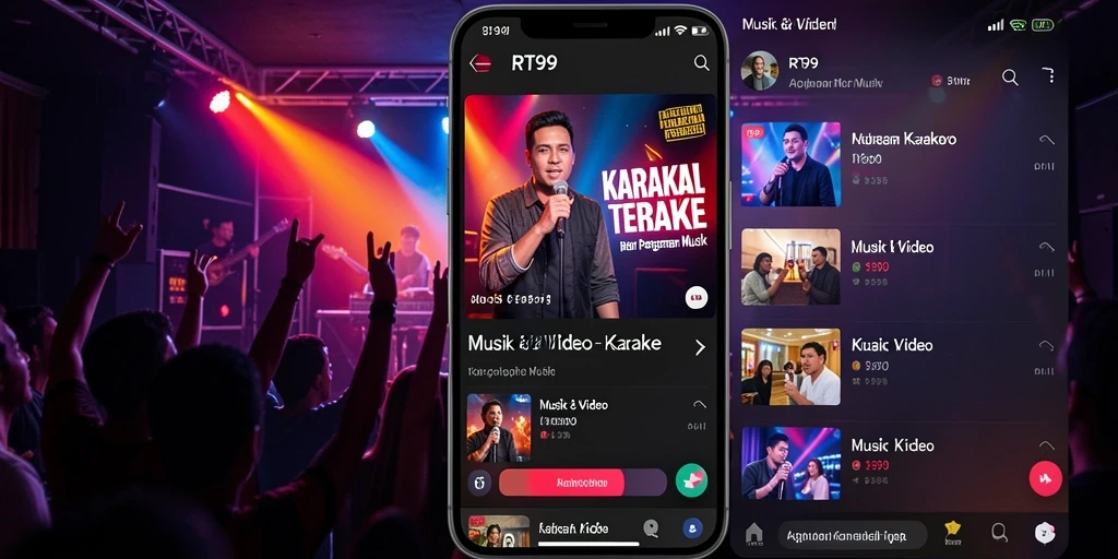Antarmuka aplikasi RT99 yang menarik untuk Karaoke.
