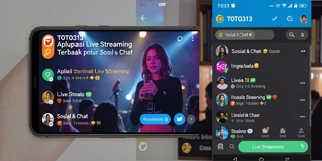 Tampilan antarmuka aplikasi TOTO313 saat Live Streaming dengan fitur interaktif.